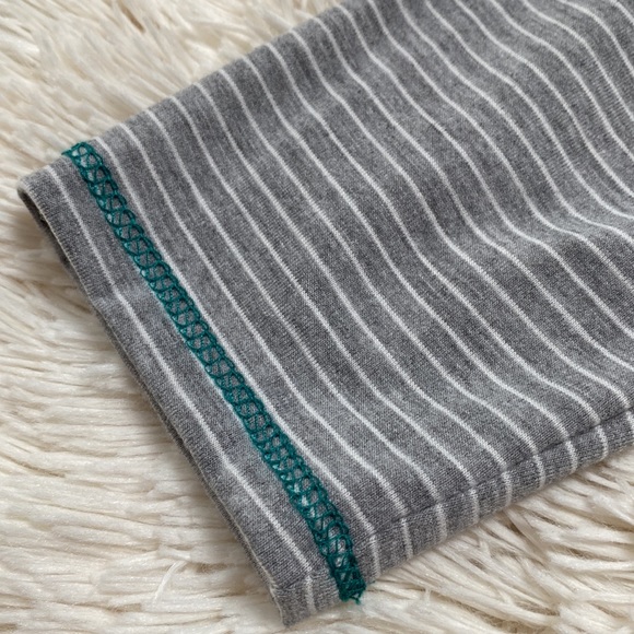 Ces Femme Exposed Seam Striped Top 💗 Gray White & Turquoise - Picture 12 of 15